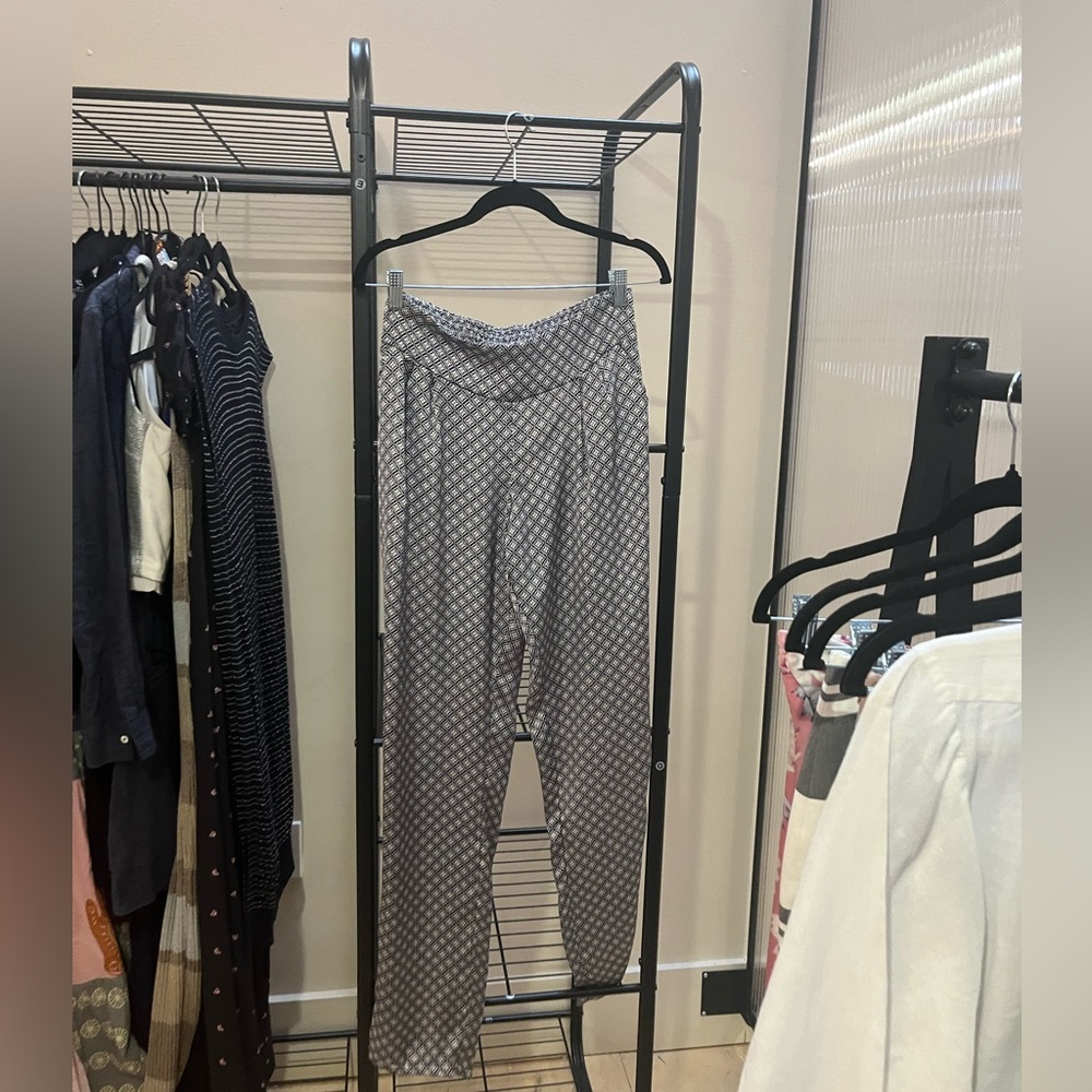 Blue Pull-On Pants with Mosaic Details